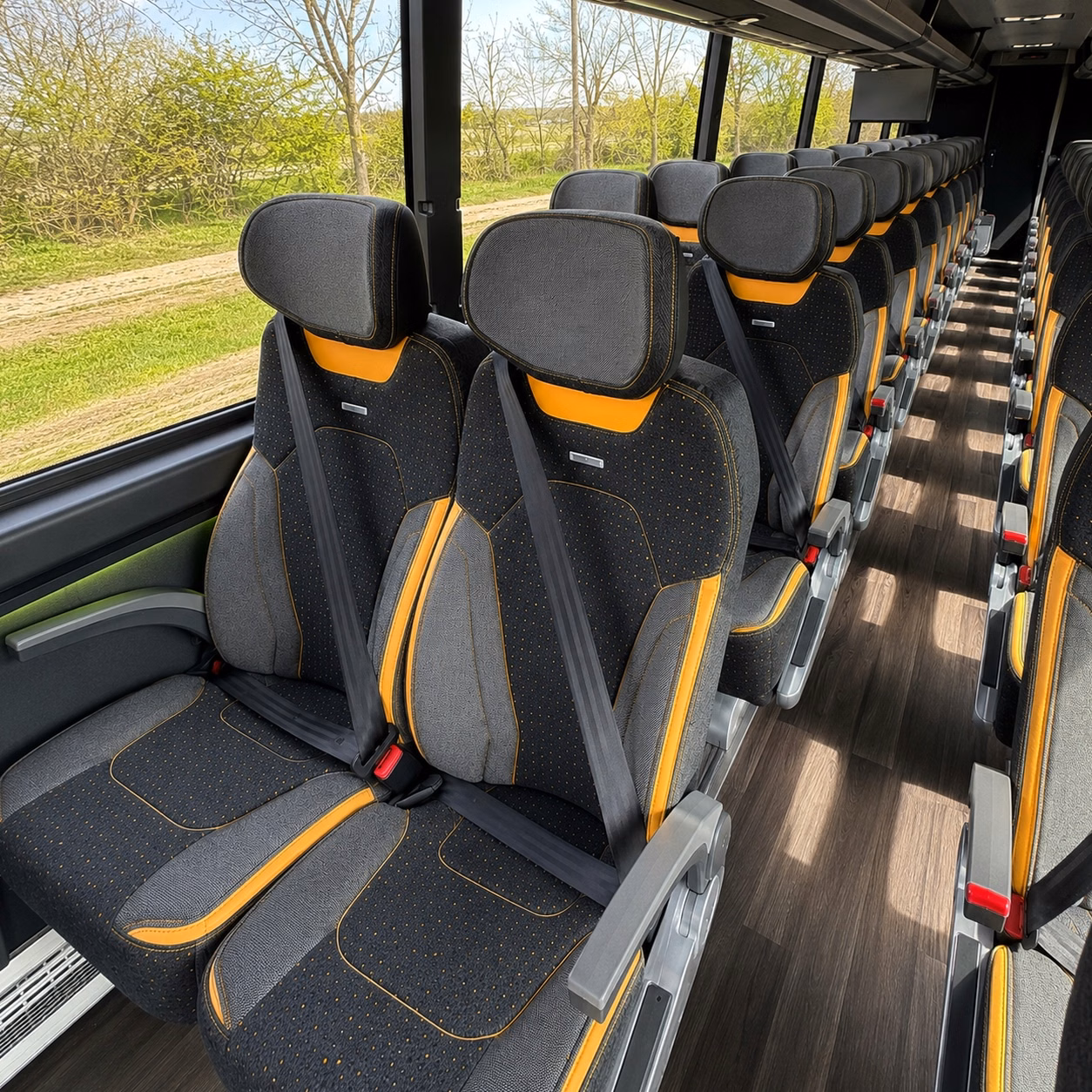 mesquite charter bus rental interior